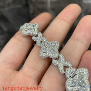 VVS Moissanite 925 Sterling Silver Miami Bracelet 9mm 8 inches White