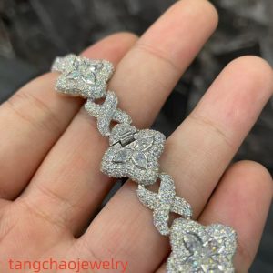 VVS Moissanite 925 Sterling Silver Miami Bracelet 9mm 8 inches White