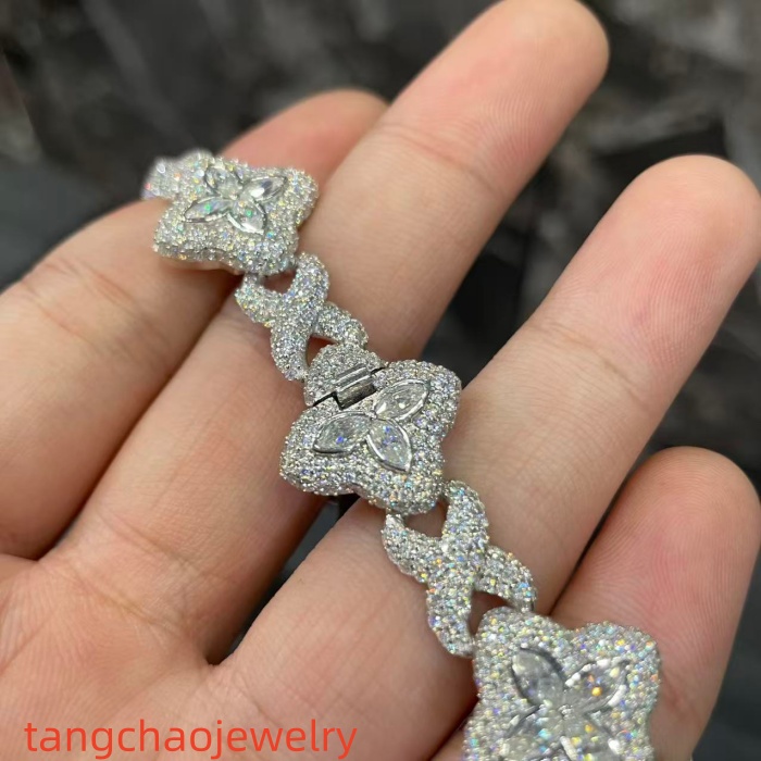 VVS Moissanite 925 Sterling Silver Miami Bracelet 9mm 8 inches White