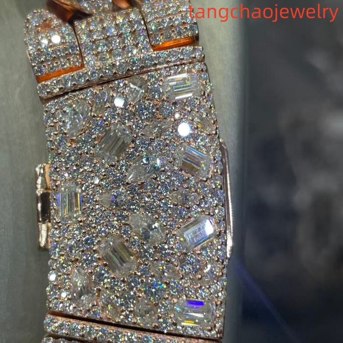VVS Moissanite 925 Sterling Silver Miami Cuban Chain Mosaic Inlay 22mm (22 inches)