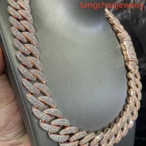 VVS Moissanite 925 Sterling Silver Miami Cuban Chain Mosaic Inlay 22mm (22 inches)