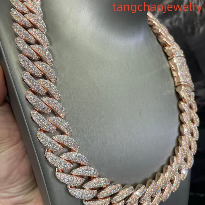 VVS Moissanite 925 Sterling Silver Miami Cuban Chain Mosaic Inlay 22mm (22 inches)