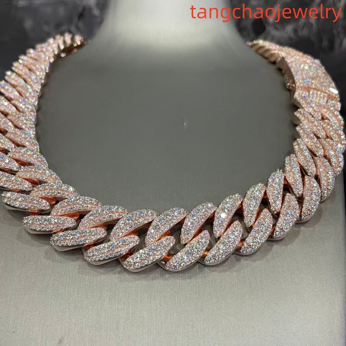 VVS Moissanite 925 Sterling Silver Miami Cuban Chain Mosaic Inlay 22mm (22 inches)