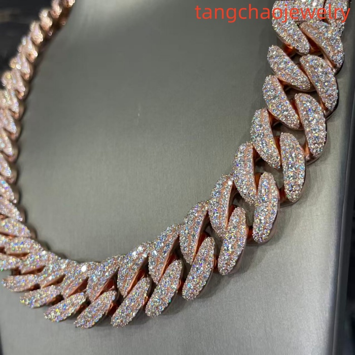 VVS Moissanite 925 Sterling Silver Miami Cuban Chain Mosaic Inlay 22mm (22 inches)