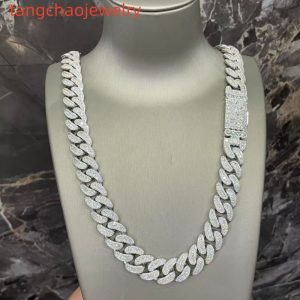 VVS Moissanite 925 Sterling Silver Miami Cuban Chain Mosaic Inlay 16mm 24-inch