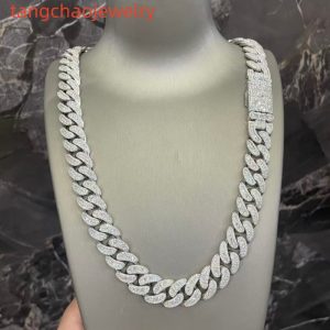 VVS Moissanite 925 Sterling Silver Miami Cuban Chain Mosaic Inlay 16mm 24-inch