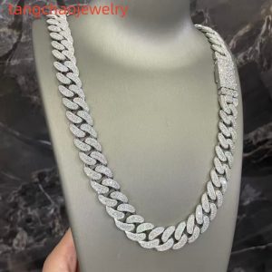 VVS Moissanite 925 Sterling Silver Miami Cuban Chain Mosaic Inlay 16mm 24-inch