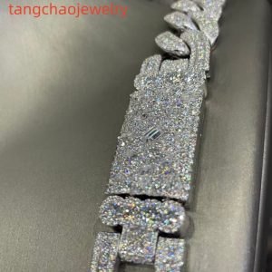 VVS Moissanite 925 Sterling Silver Miami Cuban Chain Mosaic Inlay 16mm 24-inch