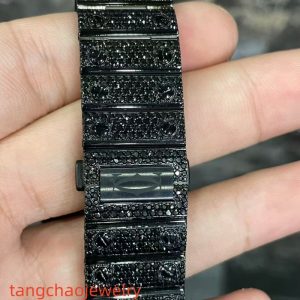 VVS Moissanite Cartier Santos WSSA0009 black gold-plated