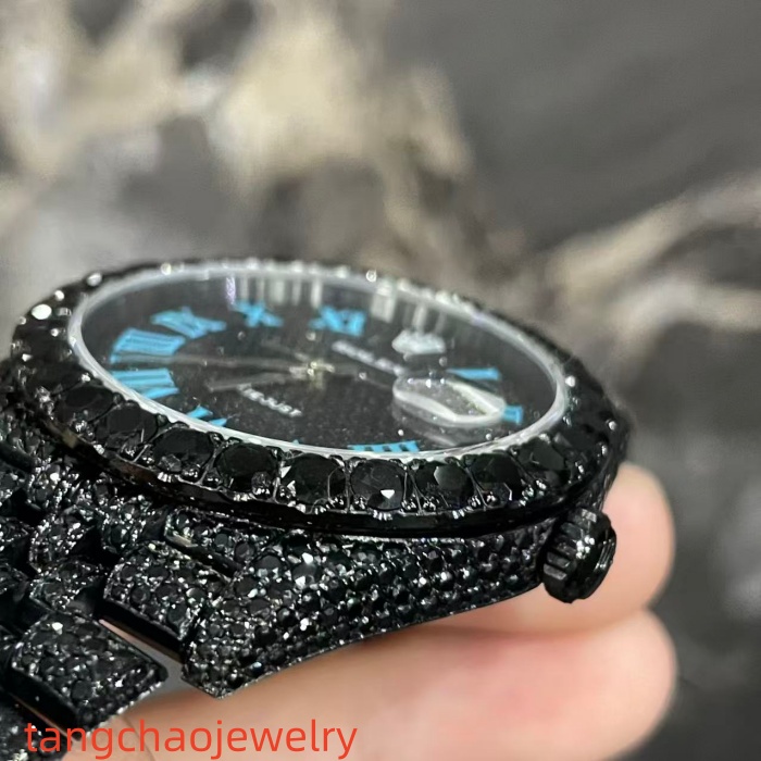 VVS Moissanite Rolex Datejust 41MM black gold-plated