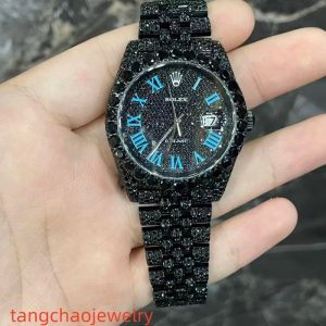 VVS Moissanite Rolex Datejust 41MM black gold-plated