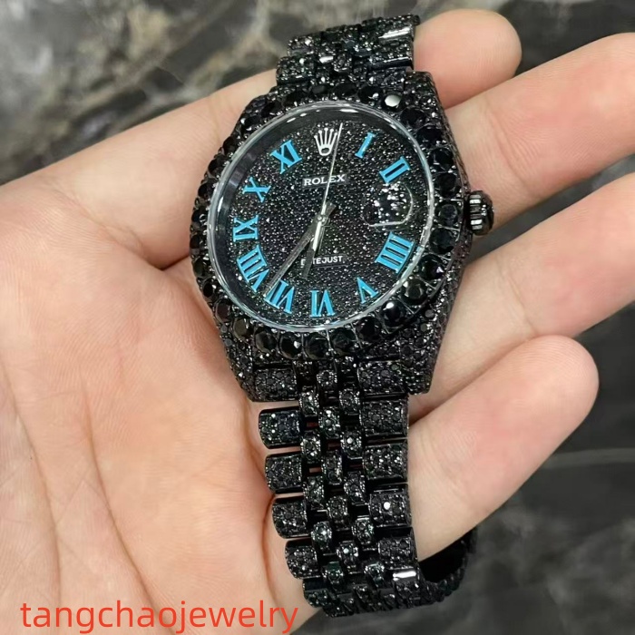 VVS Moissanite Rolex Datejust 41MM black gold-plated