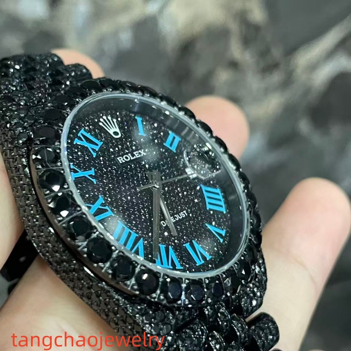 VVS Moissanite Rolex Datejust 41MM black gold-plated