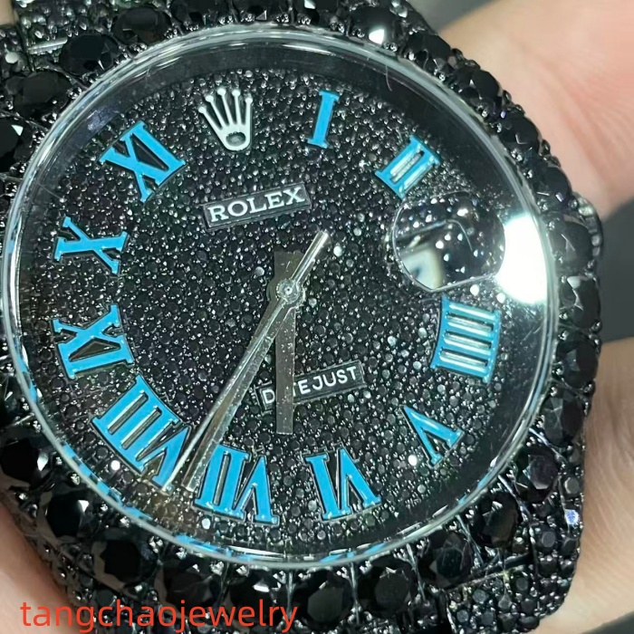 VVS Moissanite Rolex Datejust 41MM black gold-plated